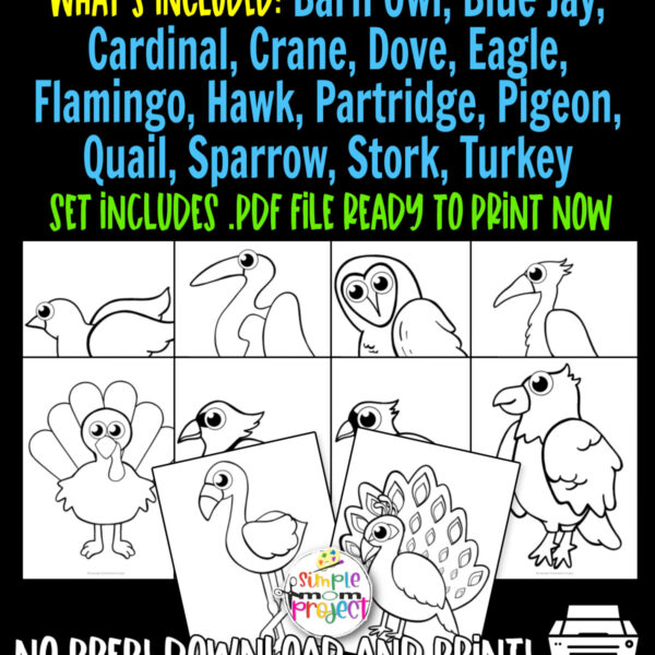 Are you looking for a simple bird template or coloring page for your next bird craft? These printable bird templates are perfect to use with recycled materials, yarn crafts, felt crafts and so much more! Print your full set of bird template coloring pages today!