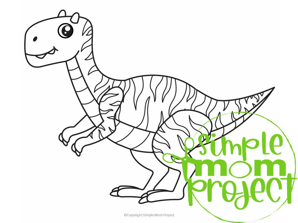 Printable Dinosaur Allosaurus Template Coloring Page for Kids, preschoolers, toddlers 1