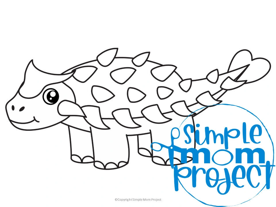 Printable Dinosaur Ankylosaurus Template Coloring Page for Kids, preschoolers, toddlers 1