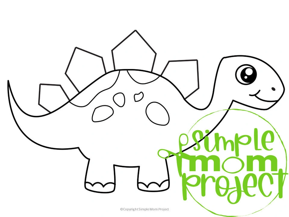 Printable Dinosaur Stegosaurus Template Coloring Page for Kids, preschoolers, toddlers 1