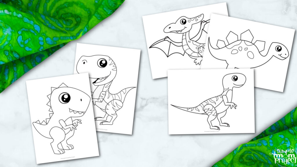10 Adorable Dinosaur Printable Coloring Page Templates for Kids ...