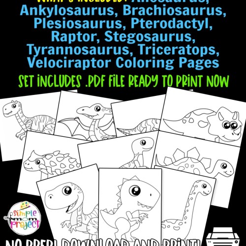 Are you looking for realistic dinosaur printable templates for your toddler, preschool or kindergarten kids? These easy printable dinosaur bundle templates are great for various craft projects, coloring sheet activities or lesson plans. Let the kids color and design their own trex, pterodactyl, stegosaurus or velociraptor template however they would like. Click to download and print these dinosaur templates today!