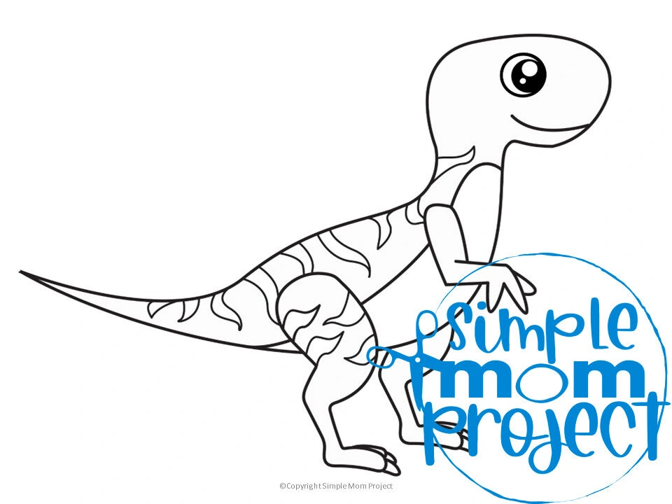 Printable Dinosaur Velociraptor Template Coloring Page for Kids, preschoolers, toddlers 1