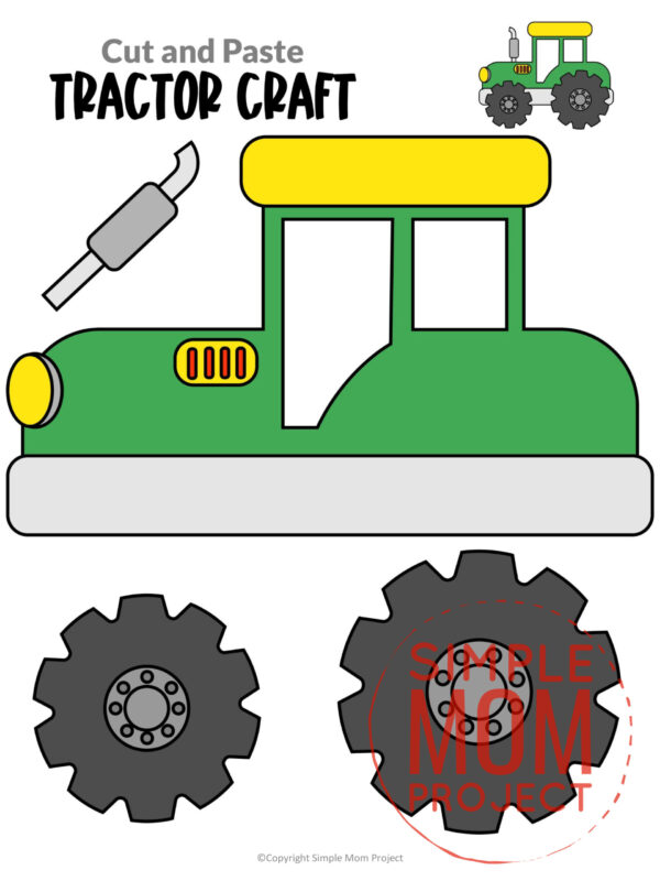 Printable Tractor Craft Transportation Vehicle Template for Kids, Preschool, Toddlers, Kindergarten 13