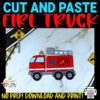 Are you looking for easy fire truck cut and paste craft for your kids? This simple printable fire truck craft template is suitable for kids of all ages, from toddler to preschool and kindergarten, through elementary. Include this cute fire truck paper craft in your home decorations, crafts and learning activities. Be sure to download your fire truck template today!