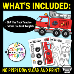 Are you looking for easy fire truck cut and paste craft for your kids? This simple printable fire truck craft template is suitable for kids of all ages, from toddler to preschool and kindergarten, through elementary. Include this cute fire truck paper craft in your home decorations, crafts and learning activities. Be sure to download your fire truck template today!