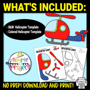 This fun, low prep printable helicopter craft template gives children the opportunity to work on their coloring, cutting and sticking skills!