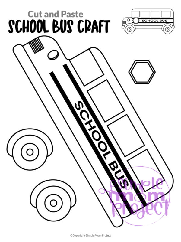 Printable School Bus Craft Transportation Vehicle Template for Kids, Preschool, Toddlers, Kindergarten 13