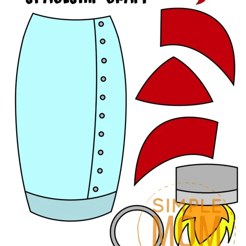 Printable Spaceship Rocket ship Craft Transportation Vehicle Template for Kids, Preschool, Toddlers, Kindergarten 13