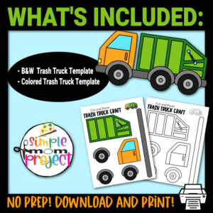 Looking for preschool activities for your little crafters? Look no further! This simple printable trash truck craft template is the ideal activity for kids of all ages, especially to toddlers, preschoolers and kindergarteners. Making this printable trash truck craft keeps children interested in learning the different vehicles or modes of transportations. Be sure to download your own trash truck template today!