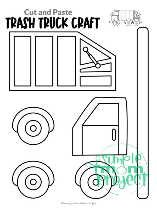 Printable Trash Truck Vehicle Craft Template for Kids, Preschool, Toddlers, Kindergarten 13