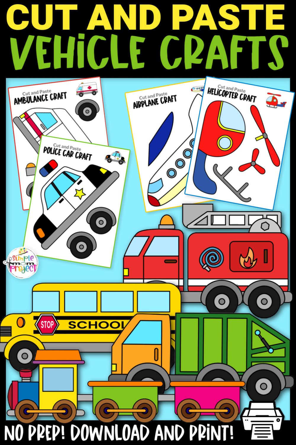 Printable Vehicle Transportation Car Crafts for Kids Preschool Toddler Kindergarten School FULL COLORED 1