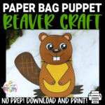 Beaver Paper Bag Puppet Craft Template - Simple Mom Project Store