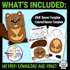 Are you looking for a printable beaver template to make adorable paper bag beaver puppets for your toddler, preschool and kindergarten kids? These beaver hand puppets are great to include in your lesson plans, preschool craft projects and puppet shows. Click now to grab your beaver hand puppet pattern template now!