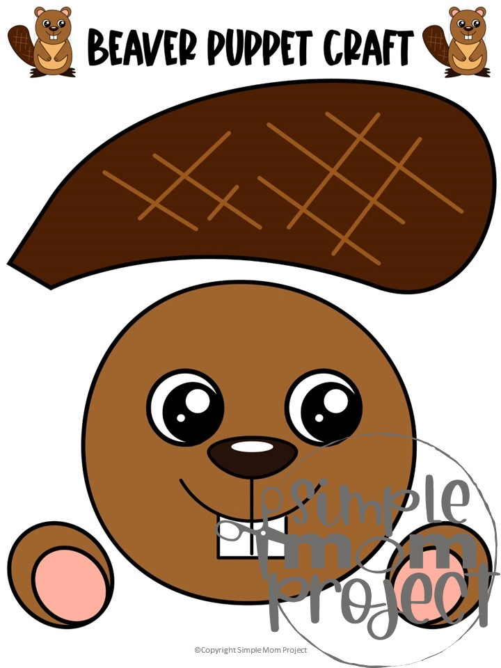 Printable Woodland Animal Beaver Paper Bag Puppet Craft 1