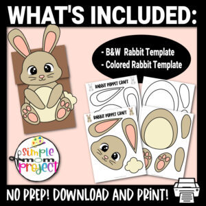 If you’re looking for easy printable rabbit paper bag puppet crafts for your little ones, you’ve come to the right place! This cute rabbit hand puppet printable is great for spring craft activities. Make this rabbit paper craft and host a puppet show today. Click now to purchase your copy!