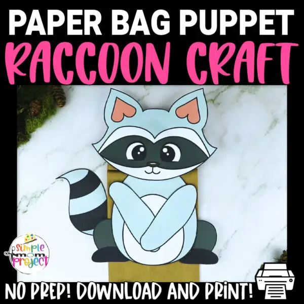 Are you searching for fun paper craft activities to teach the letter R? This diy paper bag raccoon puppet is one of our favorite craft ideas in the Simple Mom Project. Kids will love their woodland animal puppet show using this raccoon hand puppet craft. Click and purchase your printable raccoon template today!