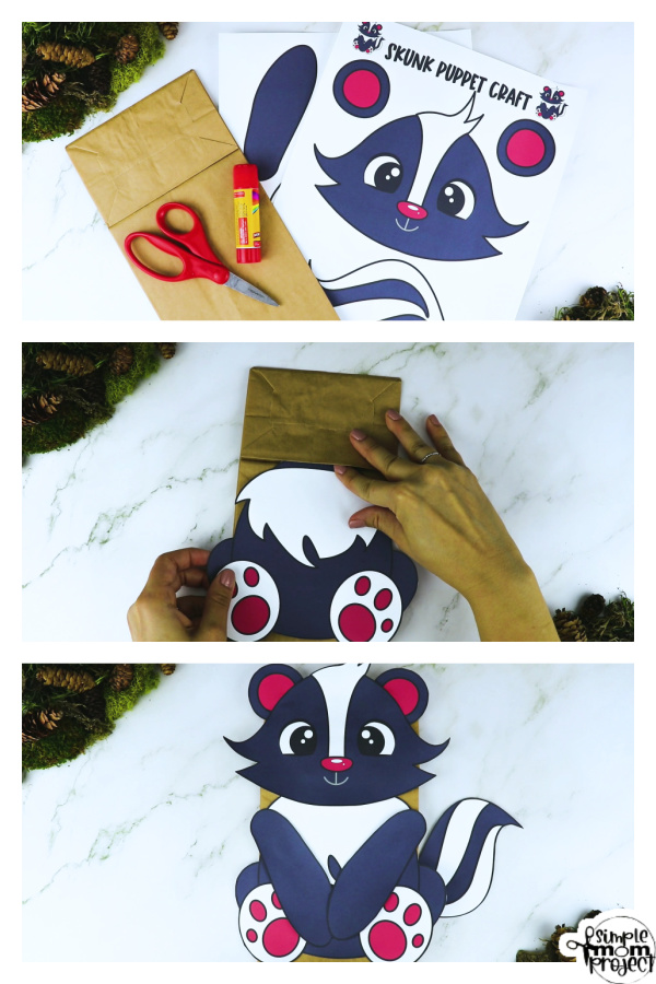 Printable Woodland Animal Skunk Paper Bag Puppet Craft 1