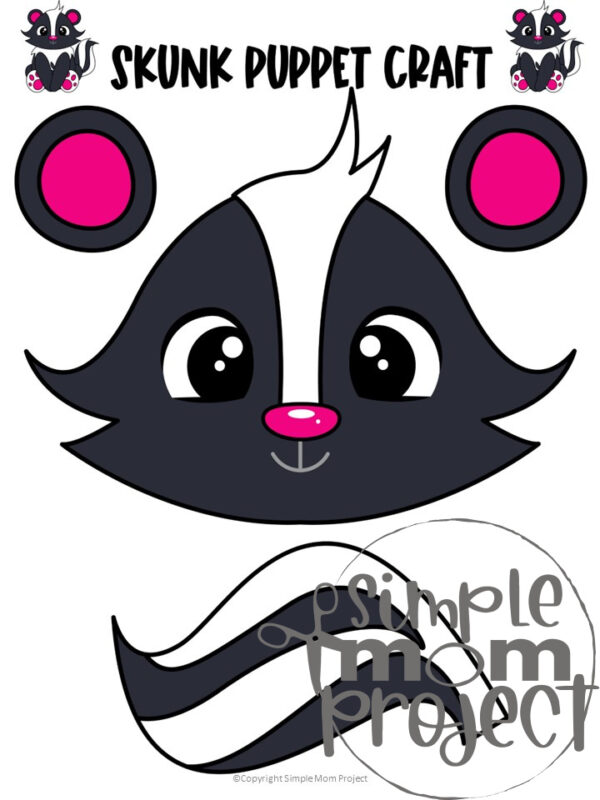 Printable Woodland Animal Skunk Paper Bag Puppet Craft 3