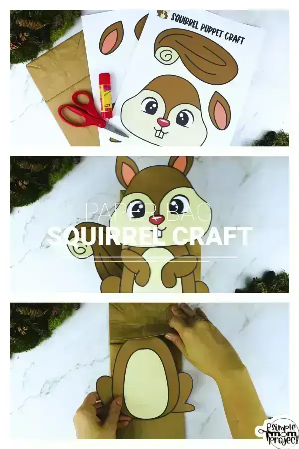 Printable Woodland Animal Squirrel Paper Bag Puppet Craft 1