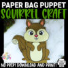 Are you looking for simple printable squirrel paper bag puppet templates for your kids? This printable squirrel hand puppet is so easy to assemble and kids will love using it for a woodland animal puppet show. Click to purchase your own squirrel template and see how this squirrel eats their favorite acorn!