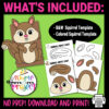 Are you looking for simple printable squirrel paper bag puppet templates for your kids? This printable squirrel hand puppet is so easy to assemble and kids will love using it for a woodland animal puppet show. Click to purchase your own squirrel template and see how this squirrel eats their favorite acorn!