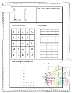 Letter l printable, l worksheets, instant download, l preschool, toddlers, l coloring page, l uppercase, l lowercase, abc kindergarten, letter l phonics, letter l handwriting, letter l tracing, letter l pdf