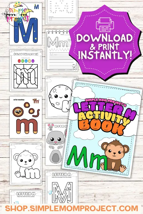 Letter m printable, m worksheets, instant download, m preschool, toddlers, m coloring page, m uppercase, m lowercase, abc kindergarten, letter m phonics, letter m handwriting, letter m tracing, letter m pdf