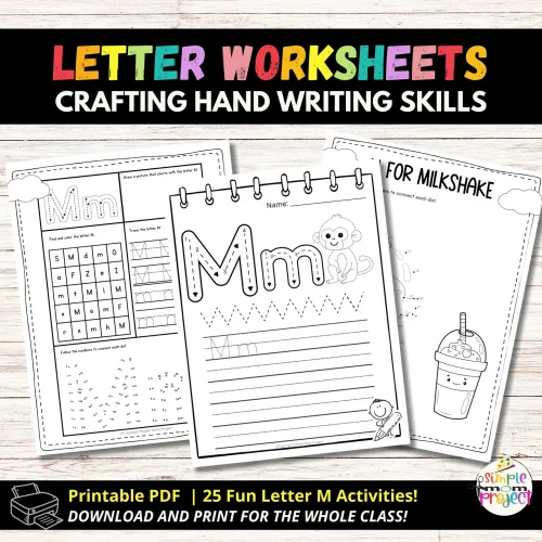 When kids are indoors, spark their creativity with printable letter M craft templates and worksheets! These templates allow for crafting decorations, puppets, and learning tools using simple supplies. The bundle includes coloring pages and cut-and-paste options, perfect for family bonding and creating memories. Kids can cut out shapes and decorate their letter M masterpieces with various materials. This hassle-free activity promotes joy at home or in the classroom. Grab your letter M printable activity book today!