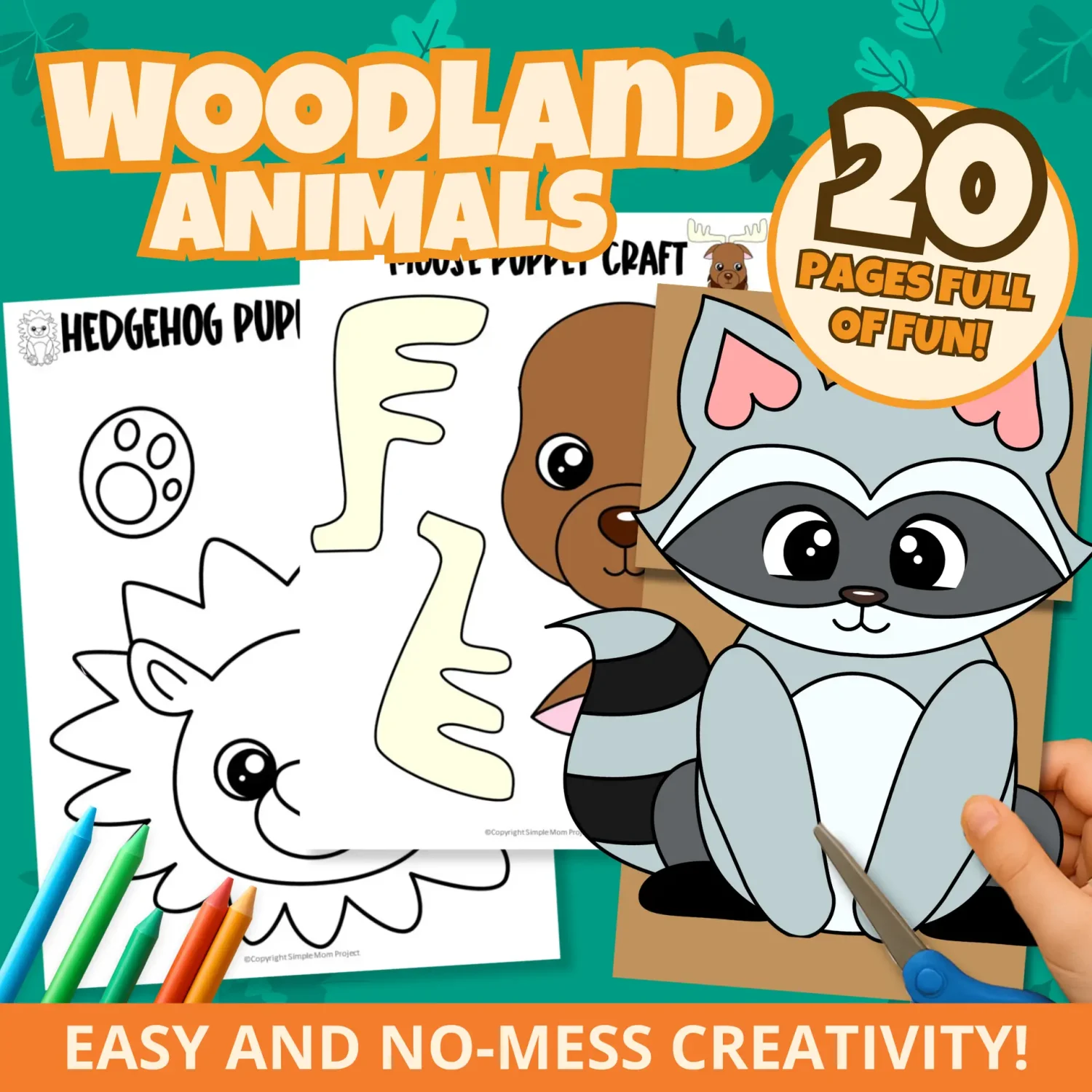Add hands-on fun to your woodland lessons! These printable paper bag puppets are perfect for preschoolers and offer a great mix of coloring + crafting.
