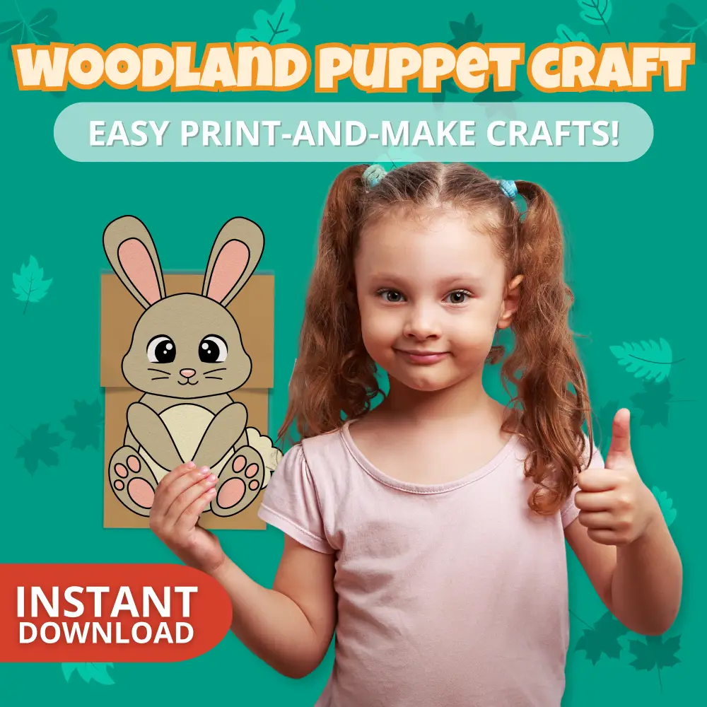 🐾 These Woodland Animal Paper Bag Puppets make crafting simple and fun! Perfect for preschool, kindergarten, and early learners. Kids will love making their own fox, moose, owl, squirrel & more!