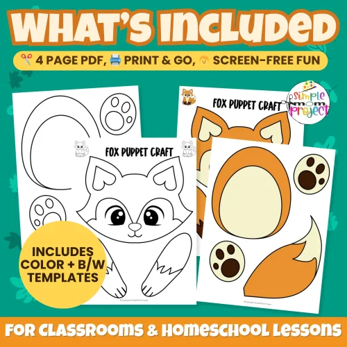 This Easy Printable Fox Craft is perfect for woodland units or rainy-day fun! Just print, cut, glue, and play. 🌲🎨 #PrintableCrafts #PreschoolCrafts #WoodlandAnimals