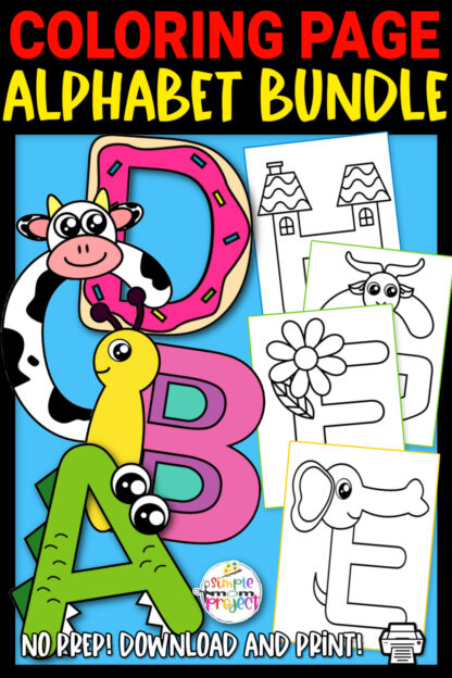 Fun Alphabet Coloring Page Bundle - Simple Mom Project Store