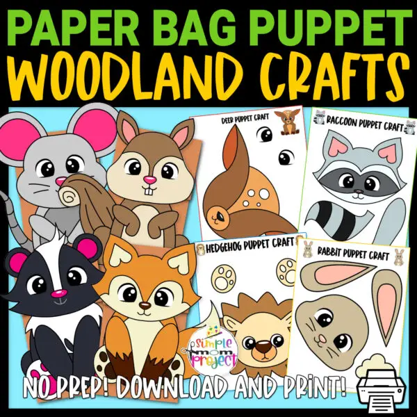 Are you looking for easy cut-and-paste forest animal crafts for your kids? These fun, full colored woodland animal paper bag puppets are great for kids of all ages, especially to your toddler, preschool and kindergarten kids. From a hedgehog to a raccoon craft, these hand puppet woodland animals will surely bring lots of fun and excitement to your little ones!