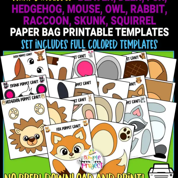 Are you looking for easy cut-and-paste forest animal crafts for your kids? These fun, full colored woodland animal paper bag puppets are great for kids of all ages, especially to your toddler, preschool and kindergarten kids. From a hedgehog to a raccoon craft, these hand puppet woodland animals will surely bring lots of fun and excitement to your little ones!