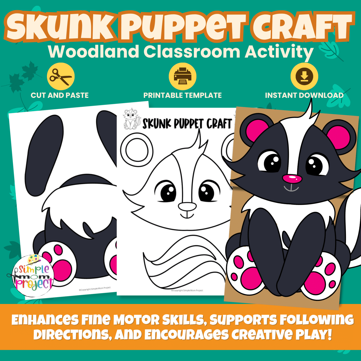Bring woodland fun to craft time with this Skunk Paper Bag Puppet Craft! Perfect for preschool and kindergarten kids — just print, cut, glue, and play! 🌲🦨 #KidsCrafts #WoodlandTheme