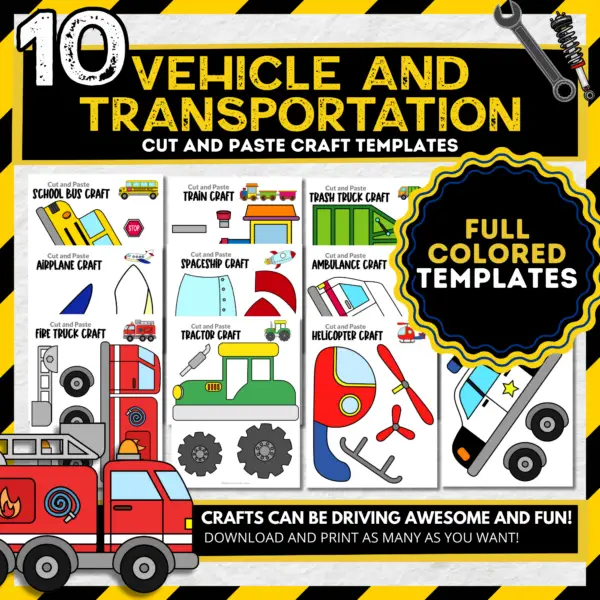 Are you on the hunt for vibrant, full-color printable vehicle crafts to keep your little ones giggling and crafting? Look no further! These adorable vehicle templates are perfect for your transportation-themed lesson plans and artsy escapades. Just snip, snip, and voilà! You've got delightful decorations or entertaining worksheets. So, what are you waiting for? Grab your copy and let the fun roll in!