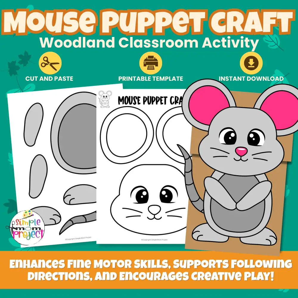 🐭 Forest Animal Craft for Kids | Mouse Paper Bag Puppet Printable