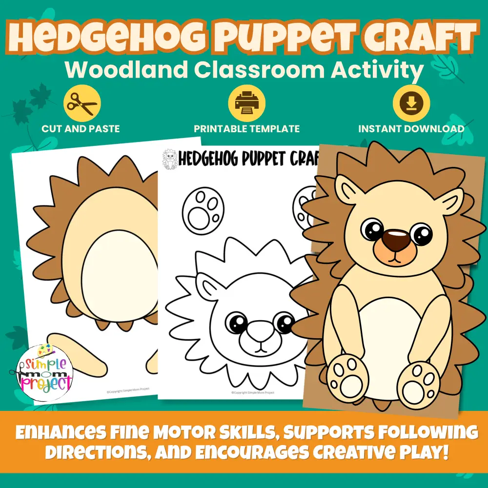 Add woodland fun to your classroom with this Hedgehog Paper Bag Puppet Craft! Kids will love printing, cutting, and creating their own forest friend. 🌲🦔 #WoodlandCraft #PreschoolActivities