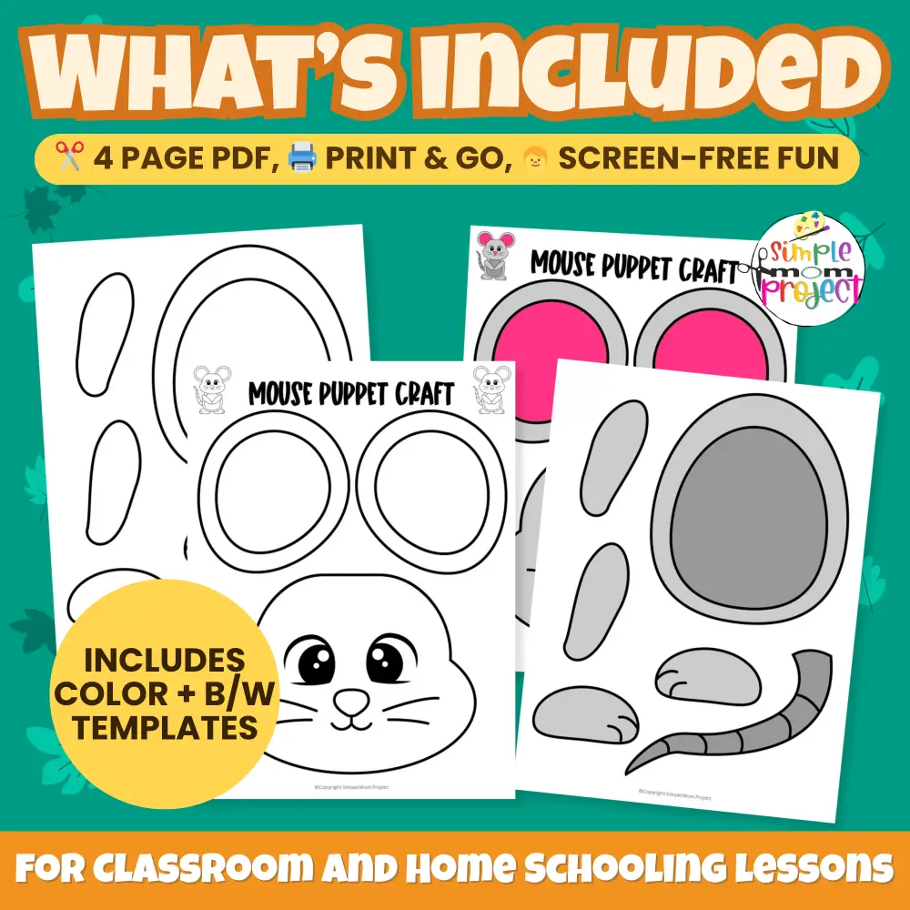 This Printable Mouse Craft is perfect for woodland animal units, art centers, and homeschool fun. Kids love creating their own forest friend! ✂️🐭 #PrintableCraft #PreschoolActivities