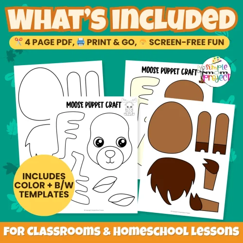 This Printable Moose Craft makes a great classroom or homeschool activity! Fun for forest animal lessons or rainy-day art time. ✂️🎨 #PrintableCraft #PreschoolActivity