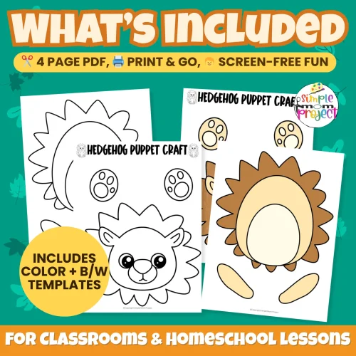 This Printable Hedgehog Craft is perfect for preschool and kindergarten! A simple cut-and-paste activity that builds fine motor skills and creativity. ✂️🦔 #PrintableCraft #WoodlandTheme
