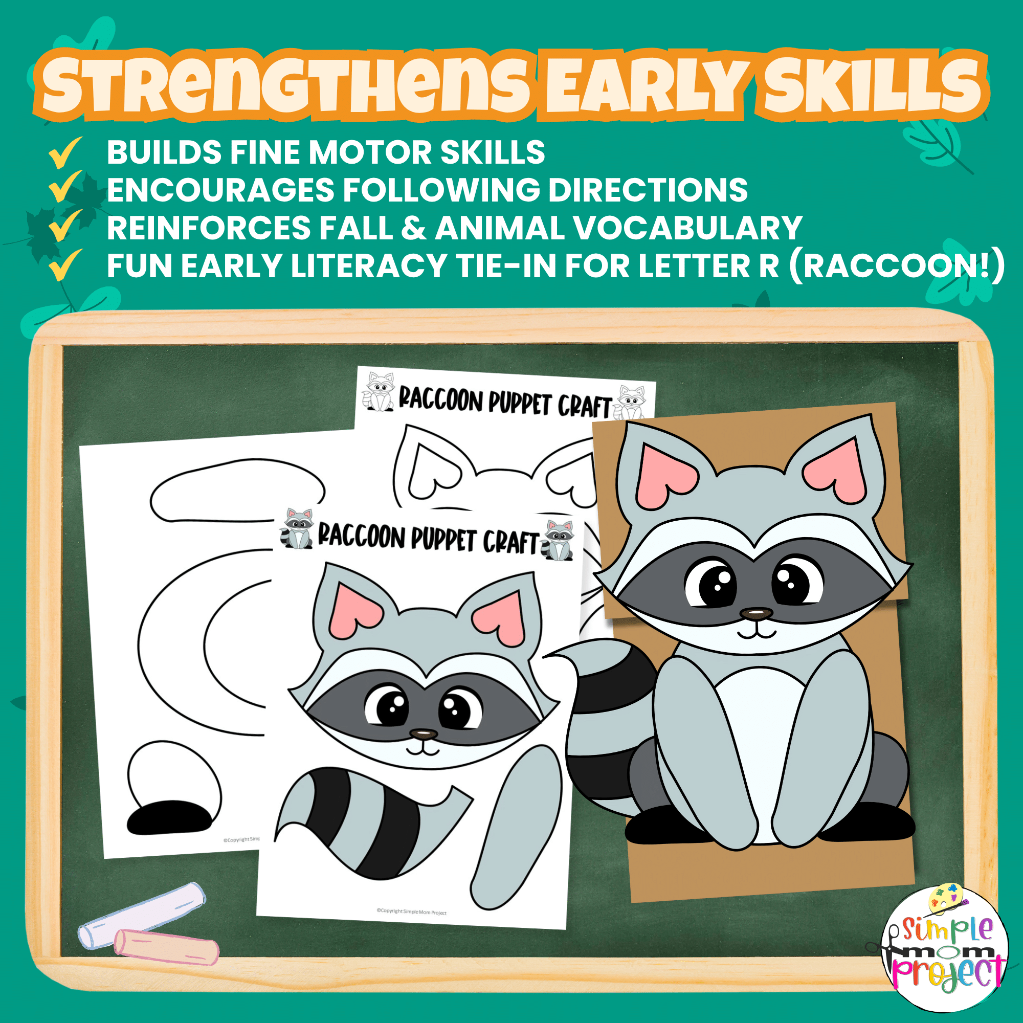 Add a new forest friend to your collection with this Raccoon Paper Bag Puppet Template! Great for woodland units, art centers, and homeschool fun. 🦝🌳 #WoodlandAnimals #PrintableCraft
