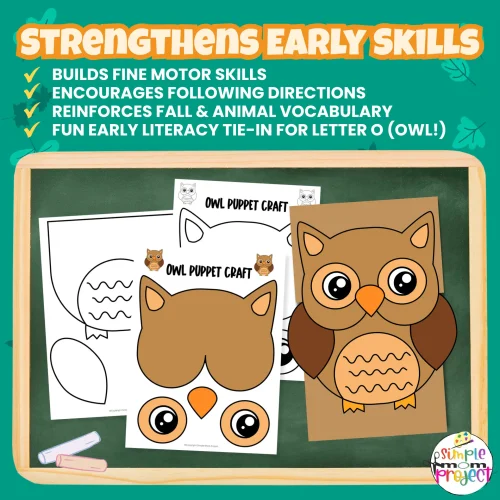 Create your own Woodland Owl Puppet with this easy printable! Great for preschool, homeschool, or classroom storytime fun. 🦉🌿 #PrintableCraft #ForestAnimals