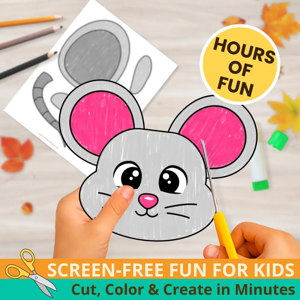 Teachers love this Mouse Puppet Craft for woodland lessons and rainy-day art! Simple to prep and perfect for preschool and kindergarten classrooms. 🧡✂️ #PrintableActivity #WoodlandAnimals