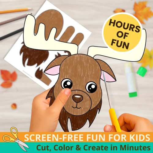 Teachers love this Moose Paper Bag Puppet Template for woodland and forest-themed lessons! Simple, creative, and fun for kids. 🍂✂️ #KidsCraft #WoodlandTheme