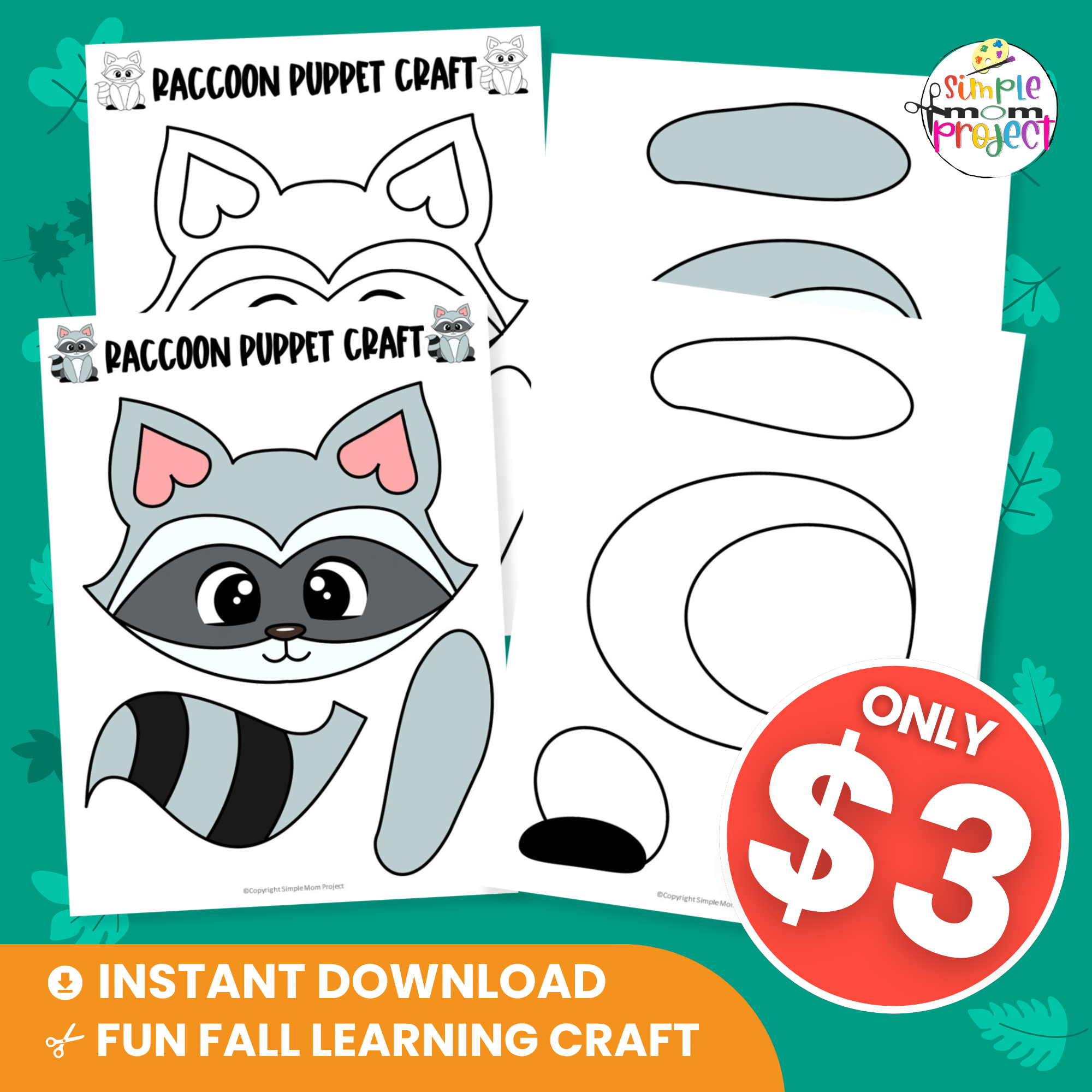 Teachers and parents love this Printable Raccoon Craft for woodland lessons and creative play! Print, cut, glue, and let the fun begin! 🦝✂️ #PreschoolActivity #WoodlandCraft