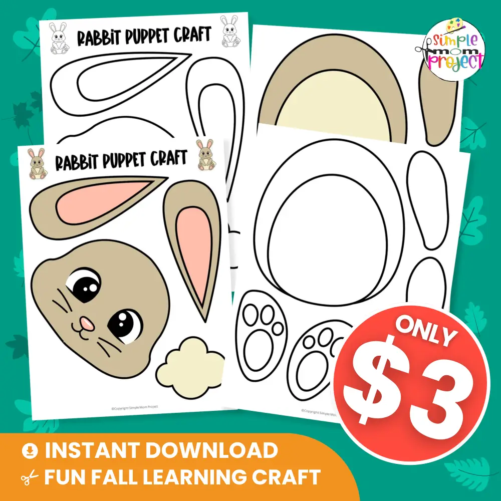 Add this Rabbit Puppet Craft to your woodland animal collection! Perfect for preschoolers learning about forest animals and storytelling. 🧡✂️ #WoodlandAnimals #PreschoolCraft