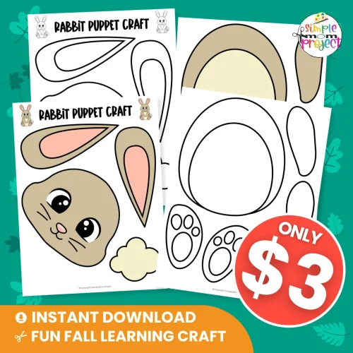 Add this Rabbit Puppet Craft to your woodland animal collection! Perfect for preschoolers learning about forest animals and storytelling. 🧡✂️ #WoodlandAnimals #PreschoolCraft
