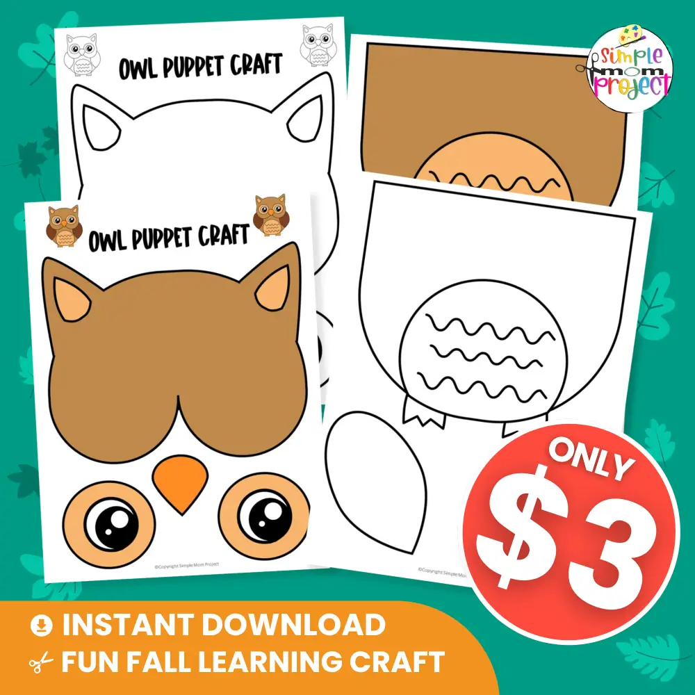Add some woodland fun to your classroom with this Owl Puppet Craft! Kids can color, cut, and glue their very own forest friend. 🌳🦉 #PrintableActivity #KidsCraftIdeas